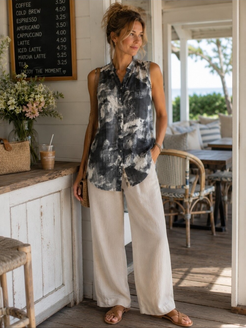 Eileen Fisher 100% Silk Sleeveless Sheer Blouse